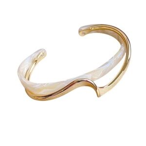 New! Anthropologie Gold and Cream Wave Bracelet